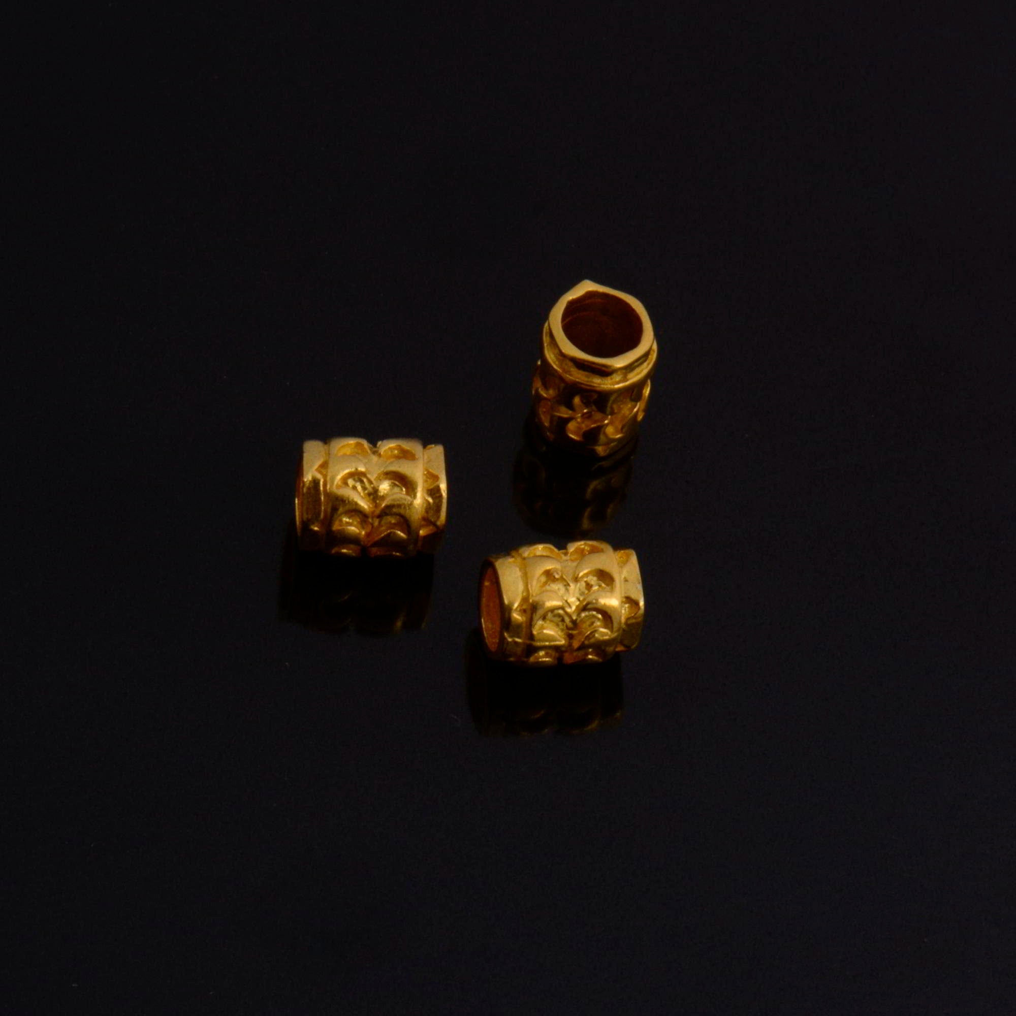 24K Gold Vermeil Large Hole Tube Beads, Tube Beads in 24K Gold, 925 Silver Large Hole Tube Beads, Silver Tube Beads For Jewelry Making, S58V