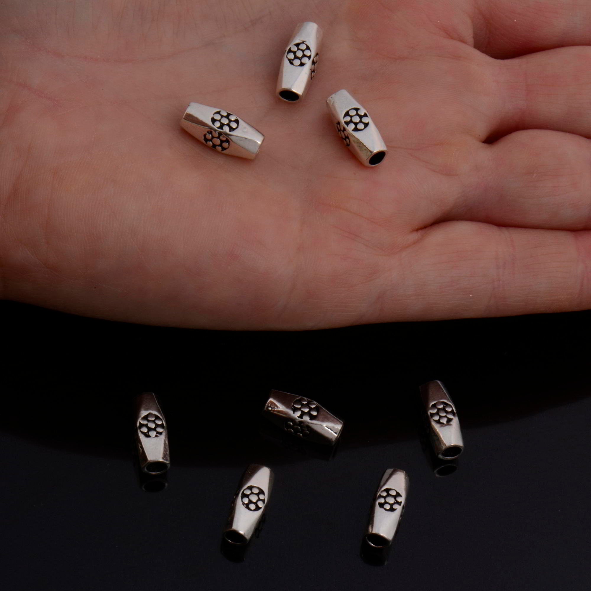 24K Gold Vermeil & 925 Silver Large Hole Tube Beads, Tube Beads in Gold, Large Hole Tube Beads, Silver Tube Beads, S59V - S59