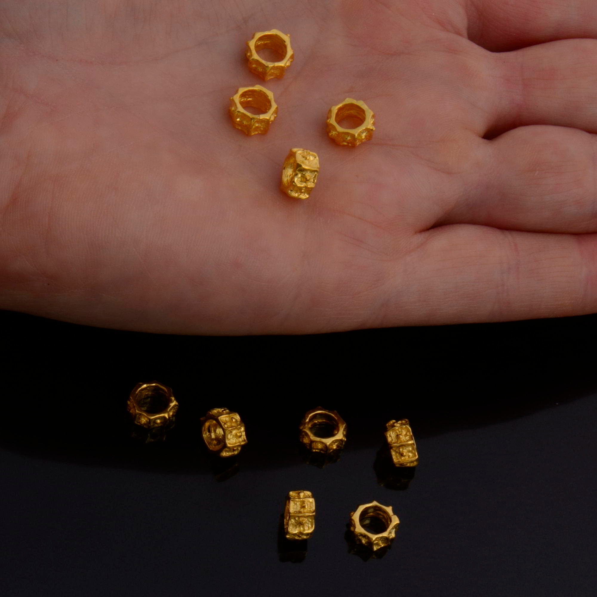 24K Gold Vermeil Large Hole Bead Rings, 925 Silver Hole Beads Rings, 24K Gold Plated Bead Rings, Jewelry Making Findings, S61V