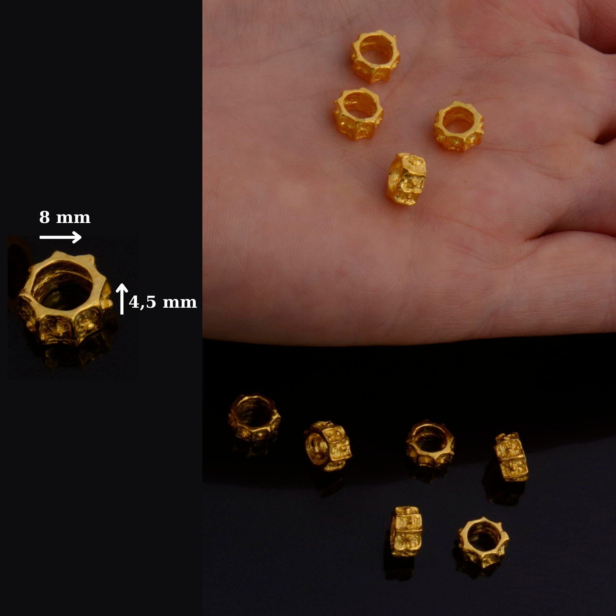 24K Gold Vermeil Large Hole Bead Rings, 925 Silver Hole Beads Rings, 24K Gold Plated Bead Rings, Jewelry Making Findings, S61V