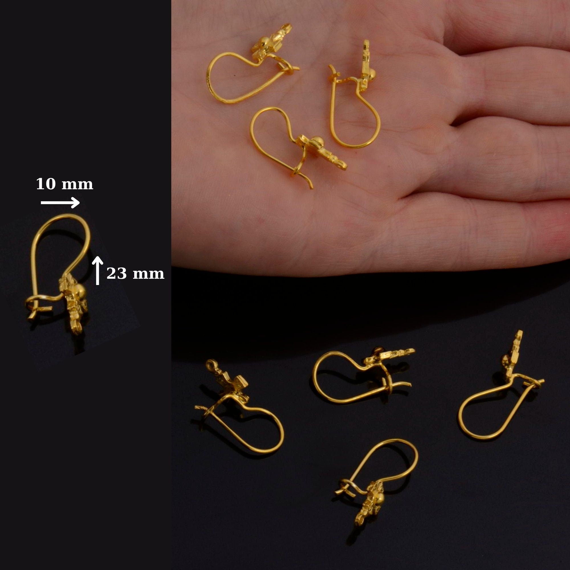 24K Gold Vermeil Cross Ear Wires, 24K Gold Plated Earring Hooks, 925 Silver Cross Ear Wires, Earrings Making Supply, Jewelry Findings, S63V