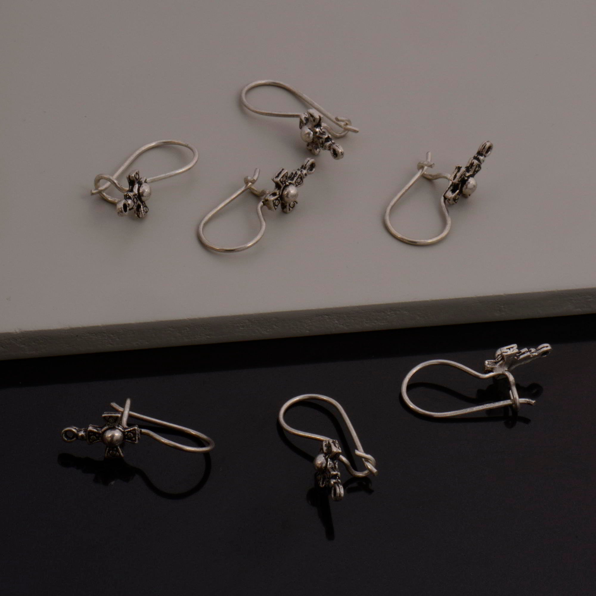 925 Sterling Silver & 24K Gold Ear Hooks, Cross Ear Wires in Silver and Vermeil, Earrings Making Supply, Jewelry Findings, S63V/S63