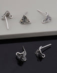 925 Silver Earring Posts, Solid Silver Stud Earrings with Hoops, Earring Stud Components, Jewelry Making Findings, S65