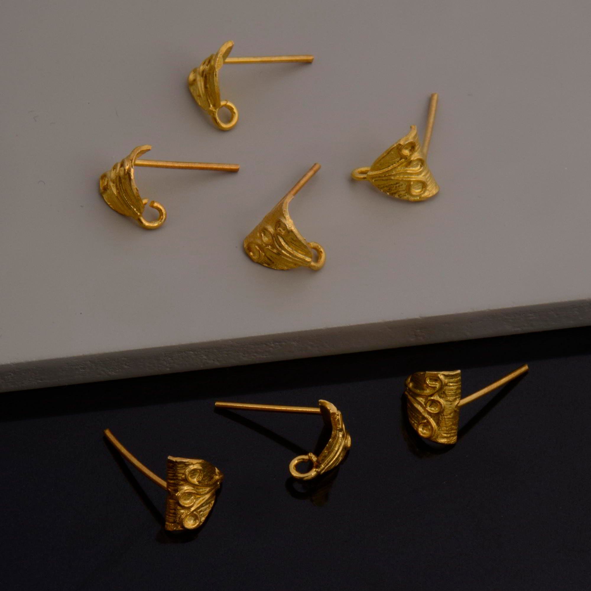 24K Gold Vermeil Earring Posts, 925 Solid Silver Stud Earrings with Hoops, Earring Stud Components, Jewelry Making Findings, S65V