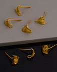 24K Gold Vermeil Earring Posts, 925 Solid Silver Stud Earrings with Hoops, Earring Stud Components, Jewelry Making Findings, S65V