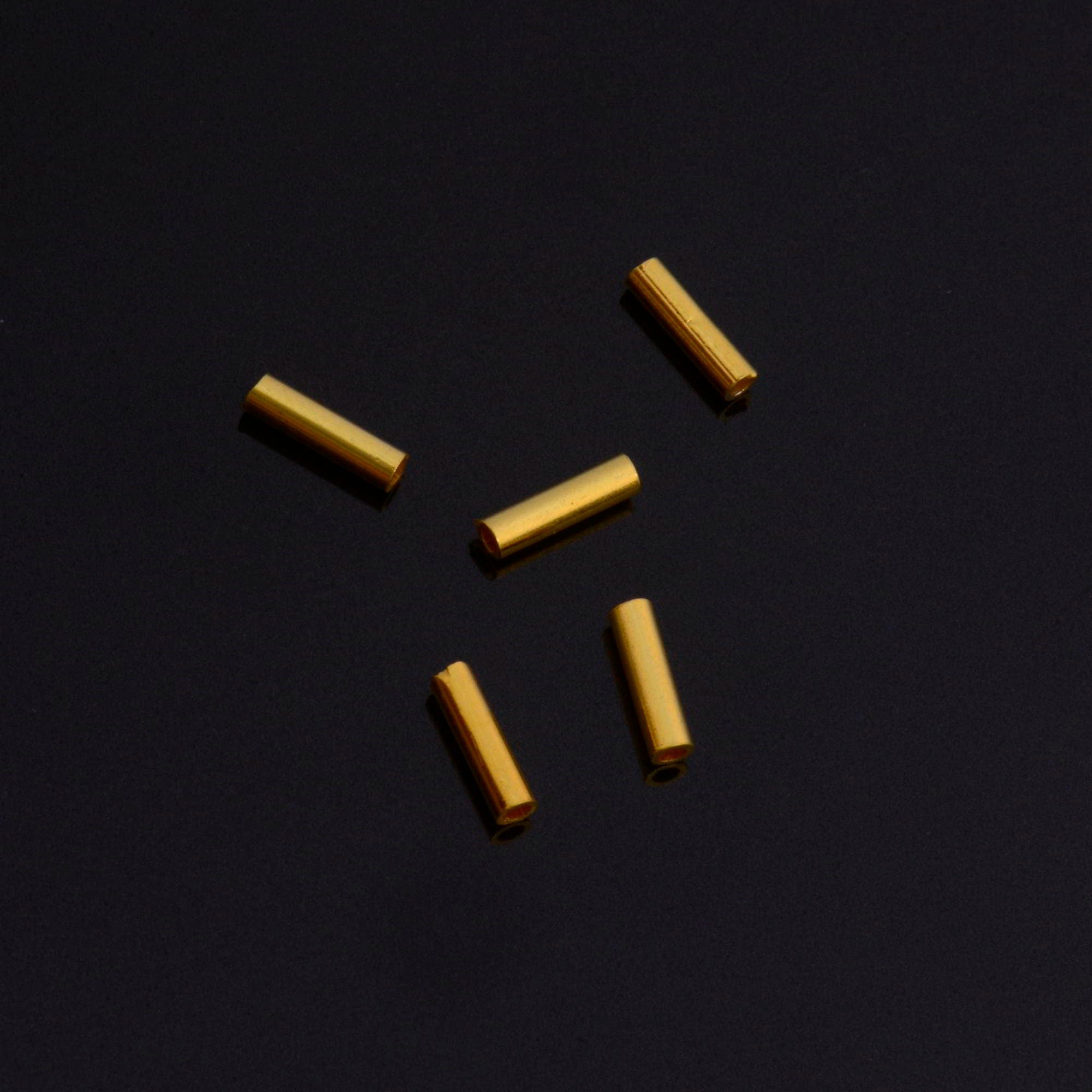 24K Gold Vermeil Hole Tube Beads, Tube Beads in 24K Gold, 925 Silver Hole Tube Beads, Silver Tube Beads For Jewelry Making, S66V