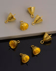 24K Gold Vermeil Peg Bail Hand Made Bead Caps for Half Drilled Beads, 925 Silver Bead Caps in 24K Gold, Jewelry Supplies, S67V