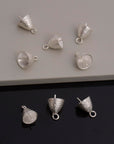 24K Gold Vermeil & 925 Silver Peg Bail Handmade Bead Caps for Half Drilled Beads, Silver Bead Caps in Gold, Jewelry Supplies, S67/S67V