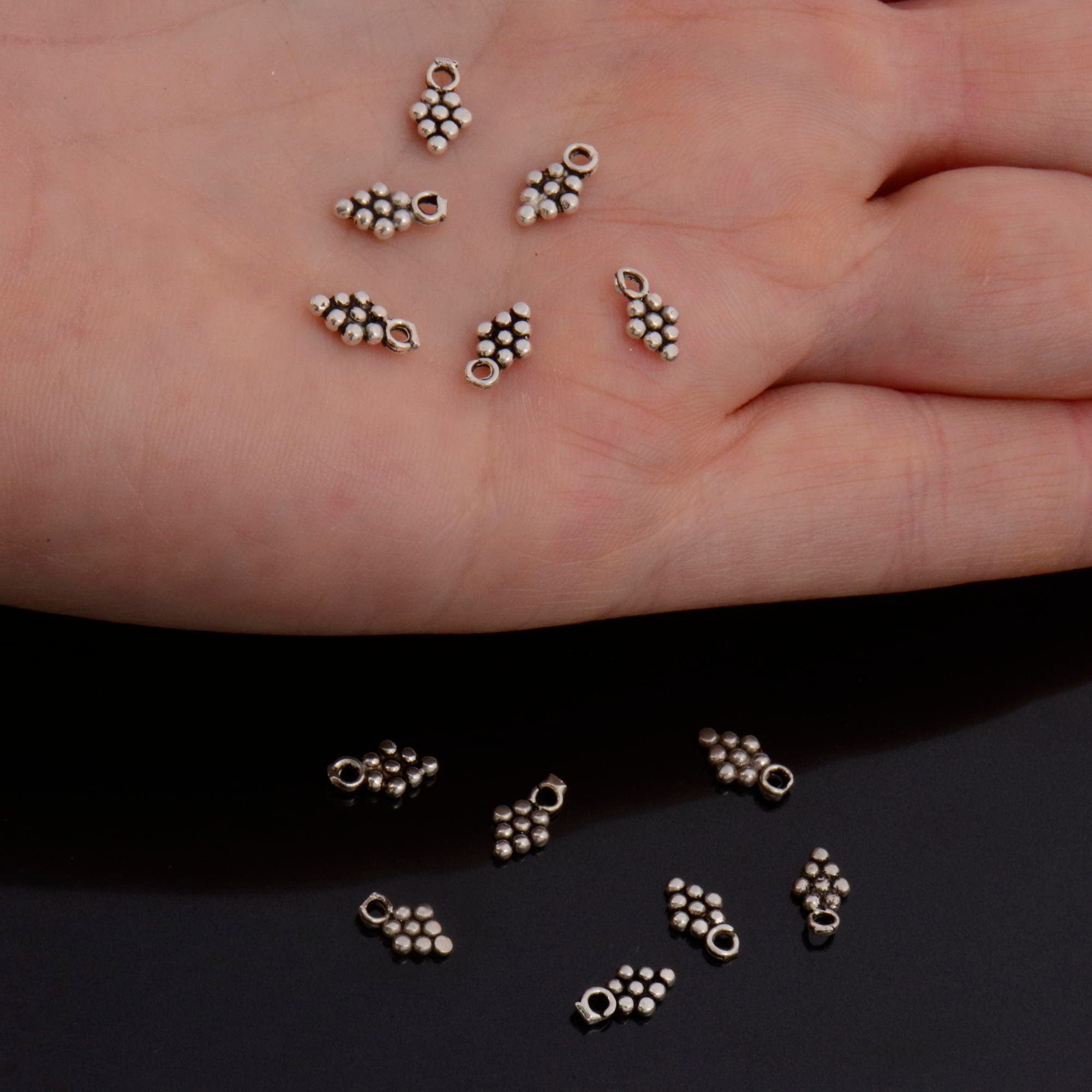 925 Sterling Silver Grape Dangle Charm, Solid Silver Dangle Charm, Necklace Dangle Charm, Earrings Dangle Charm, Jewelry Finding, S68