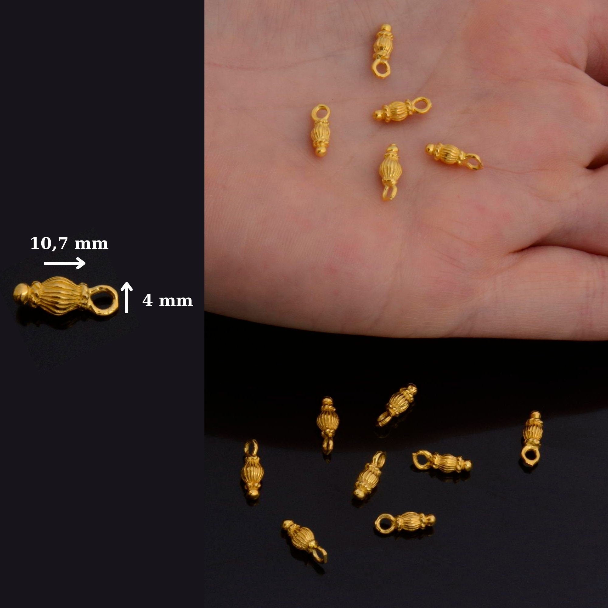 24K Gold Vermeil Dangle Charm, Sterling Silver Dangle Charm, Necklace Dangle Charm, Earrings Dangle Charm,Jewelry Findings, S71V