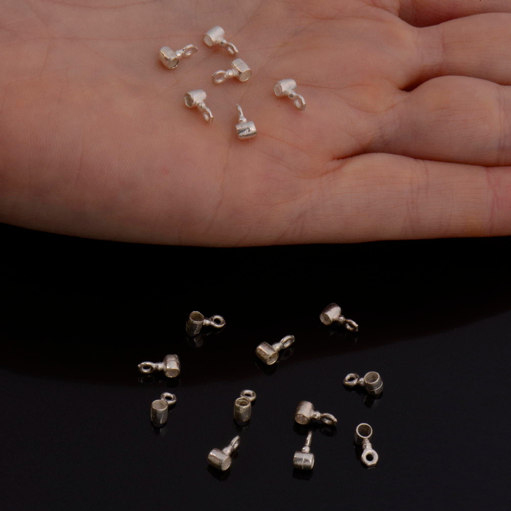 925 Sterling Silver Tube bead Bail, Silver Tube Charm Hanger, Ag 925 Slide Bead Bail with Closed Ring For Jewelry Making, M140