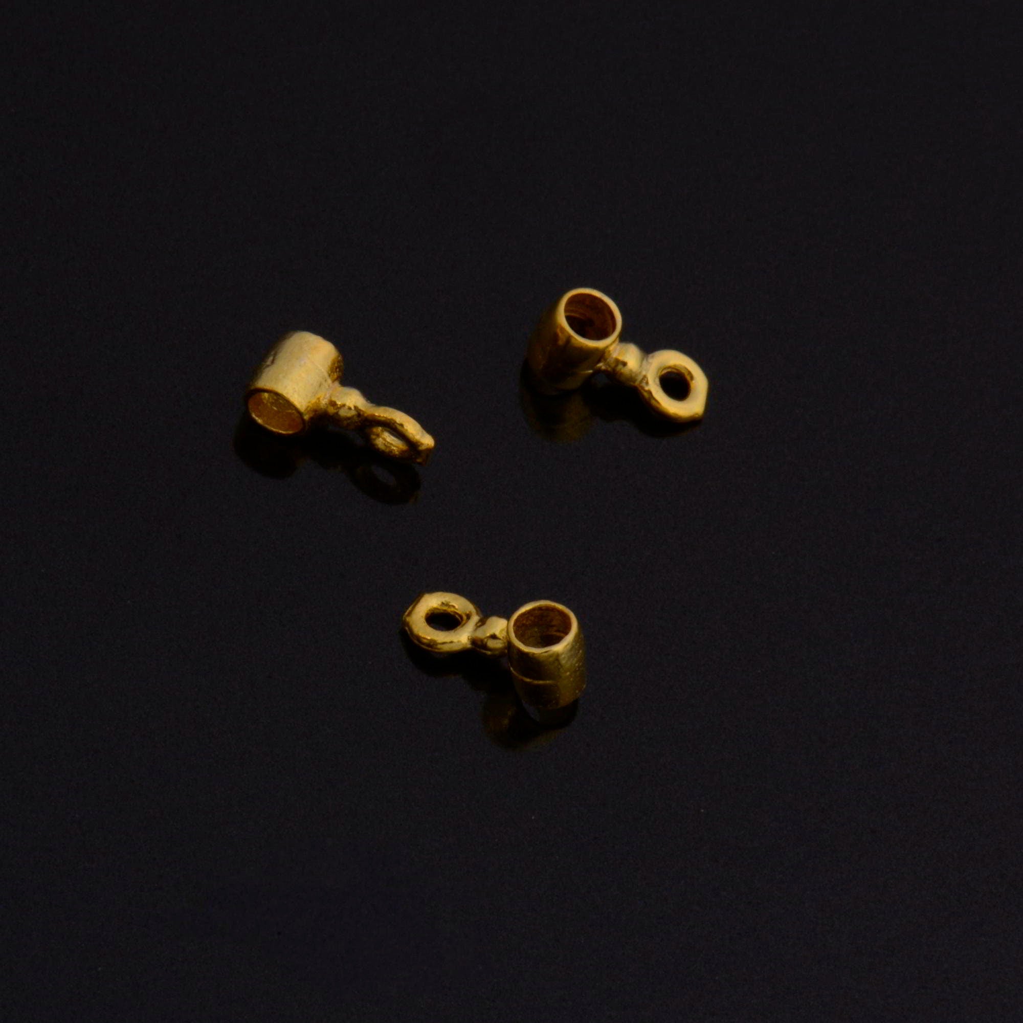 24K Gold Vermeil & 925 Silver Tube bead Bail, Silver Tube Charm Hanger, Ag Slide Bead Bail with Closed Ring For Jewelry Making, M140/VM140