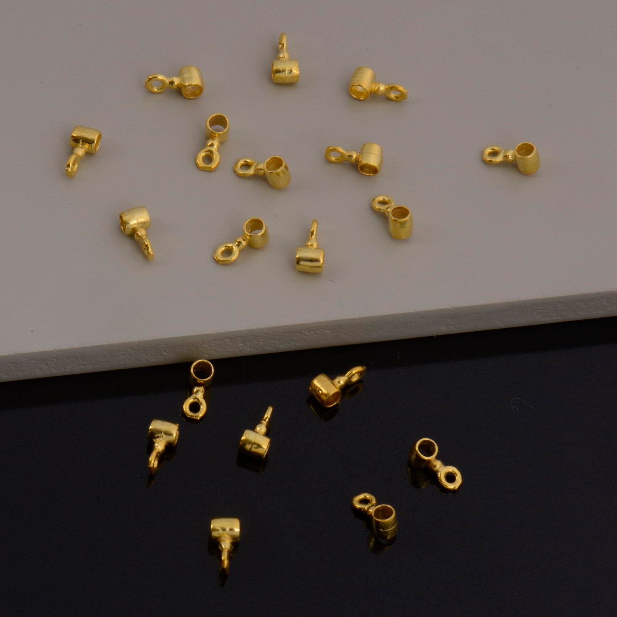 24K Gold Vermeil & 925 Silver Tube bead Bail, Silver Tube Charm Hanger, Ag Slide Bead Bail with Closed Ring For Jewelry Making, M140/VM140
