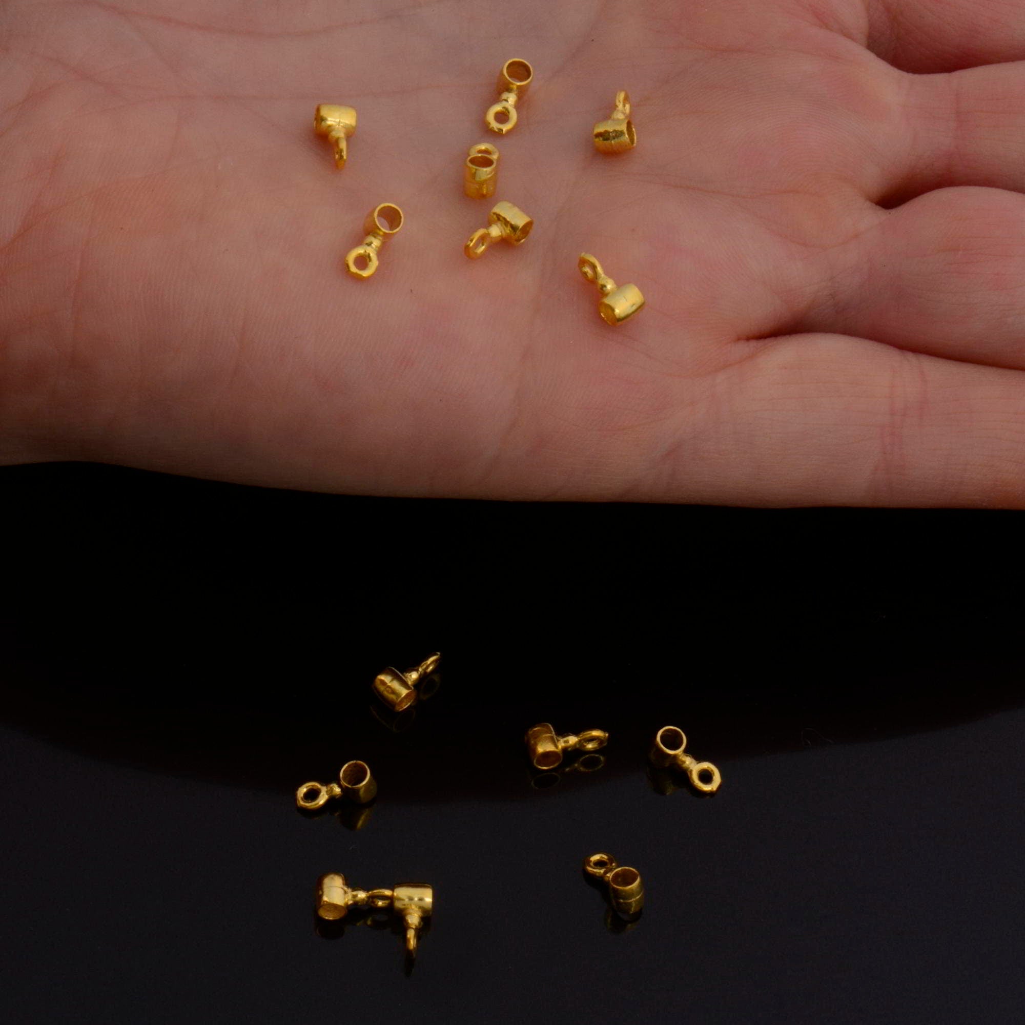 24K Gold Vermeil & 925 Silver Tube bead Bail, Silver Tube Charm Hanger, Ag Slide Bead Bail with Closed Ring For Jewelry Making, M140/VM140