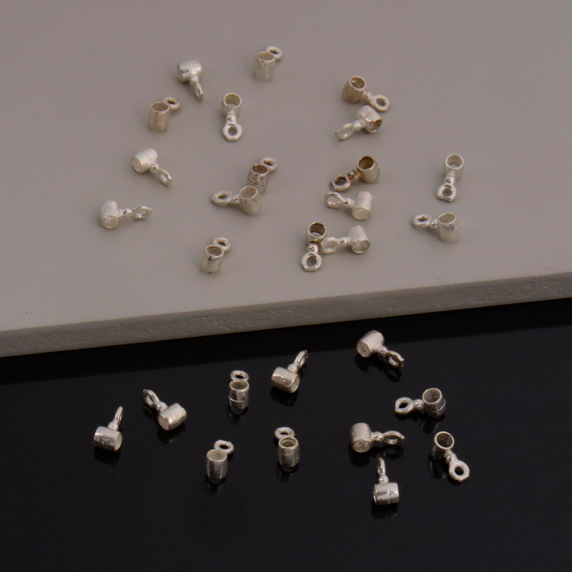 24K Gold Vermeil & 925 Silver Tube bead Bail, Silver Tube Charm Hanger, Ag Slide Bead Bail with Closed Ring For Jewelry Making, M140/VM140