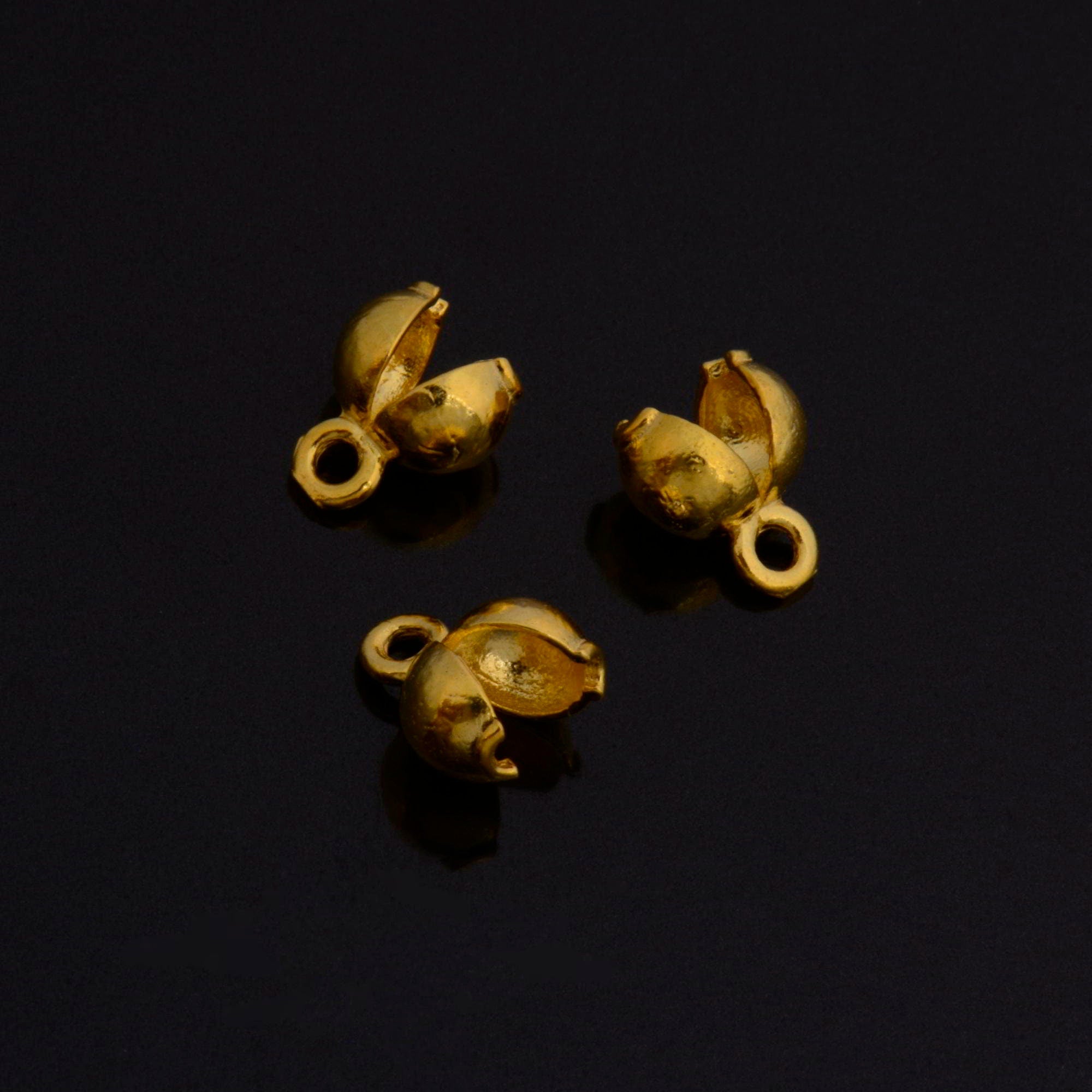 24K Gold End Knot Cover, Gold Plated 925 Large Crimp Cover, Gold on Ag 925 End Clamshell knot cover For Jewelry Making, VM145