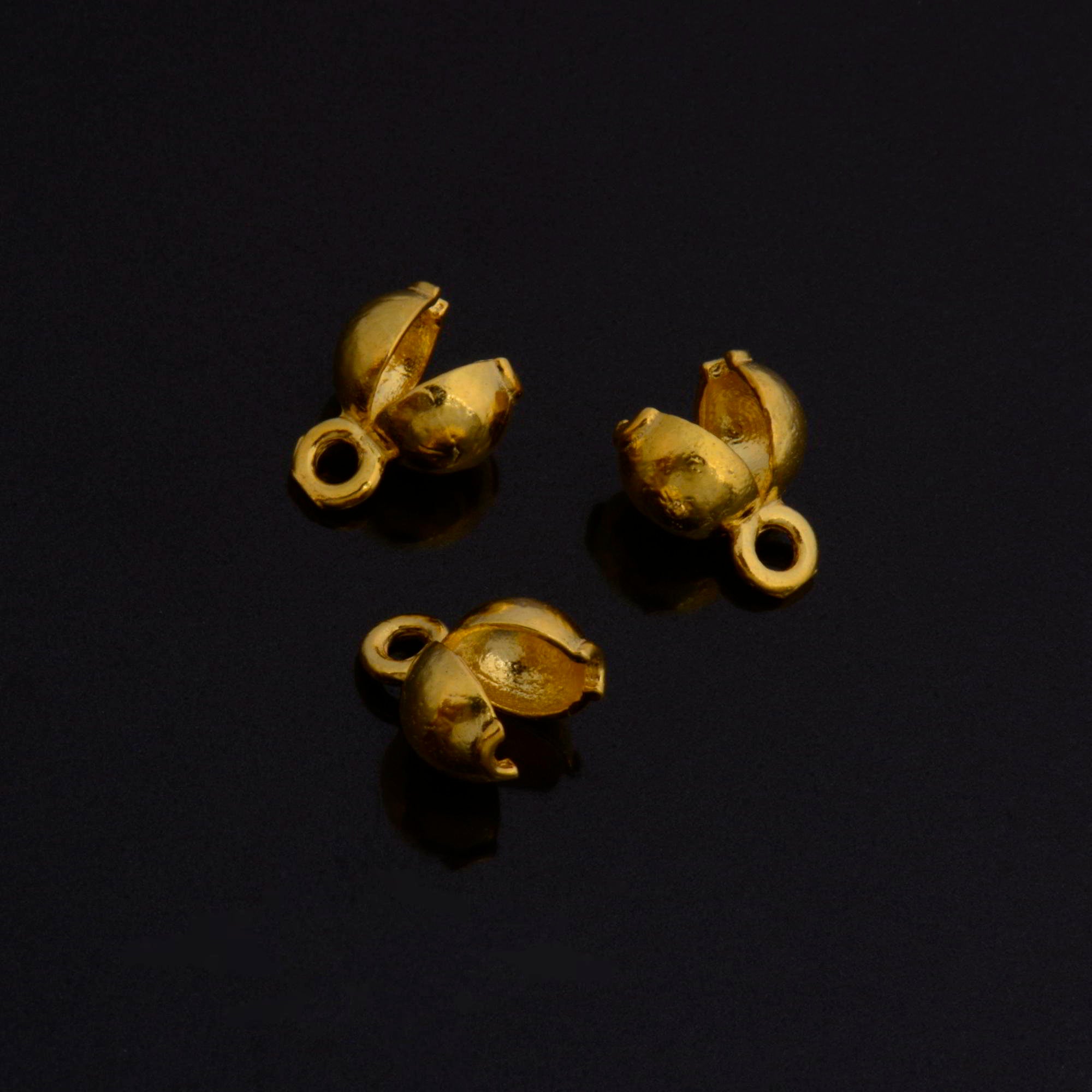 24K Gold Vermeil and 925 Silver End Knot Cover, Plated Large Crimp Cover, Gold on Ag End Clamshell knot cover For Jewelry Making, M145/VM145