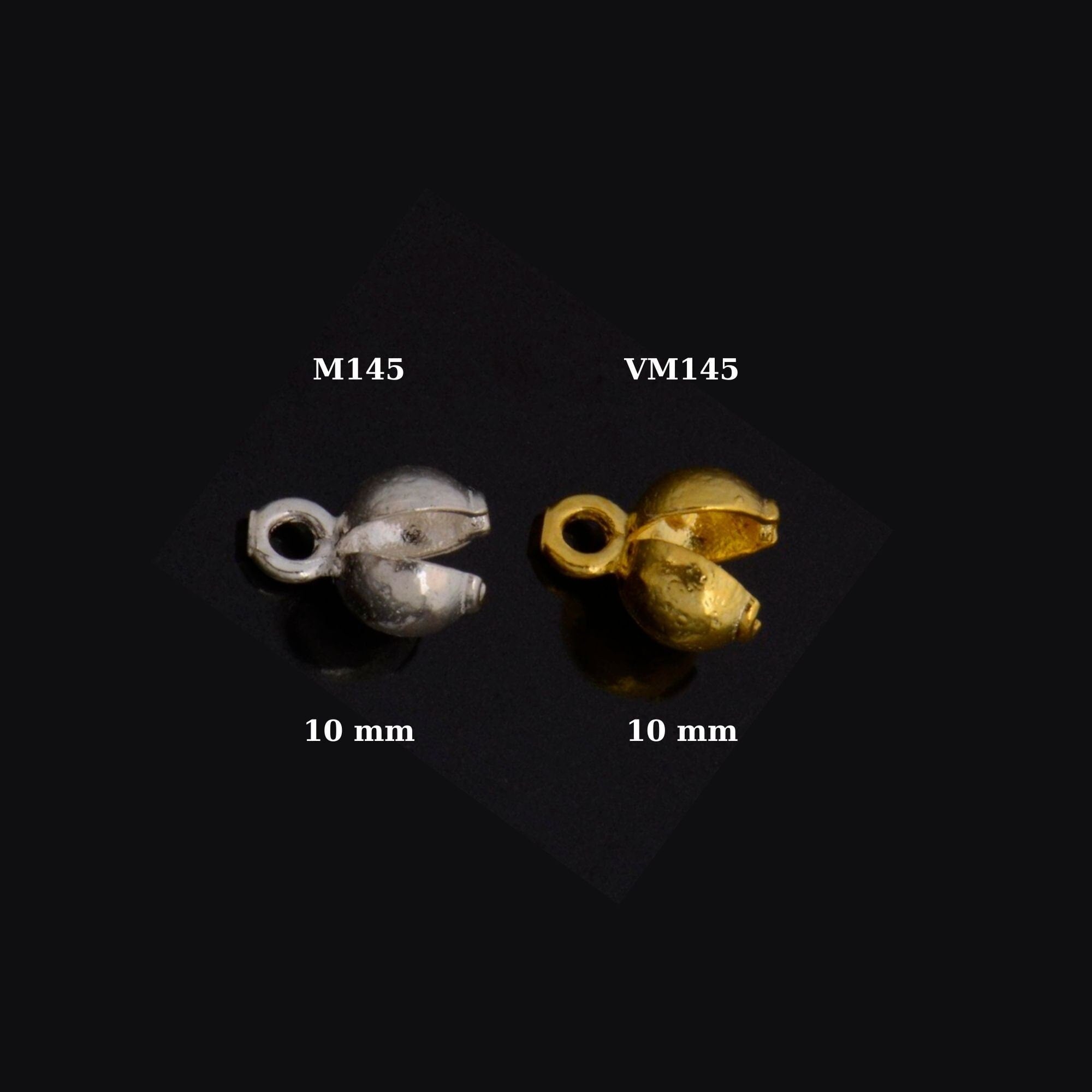 24K Gold Vermeil and 925 Silver End Knot Cover, Plated Large Crimp Cover, Gold on Ag End Clamshell knot cover For Jewelry Making, M145/VM145