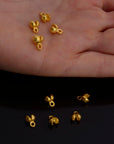 24K Gold End Knot Cover, Gold Plated Large Crimp Cover, Gold on Ag 925 End Clamshell knot cover For Jewelry Making, VM146