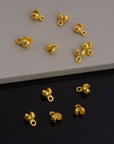 24K Gold and 925 Silver End Knot Cover, Plated Large Crimp Cover, Gold on Ag 925 End Clamshell knot cover For Jewelry Making, M146/VM146