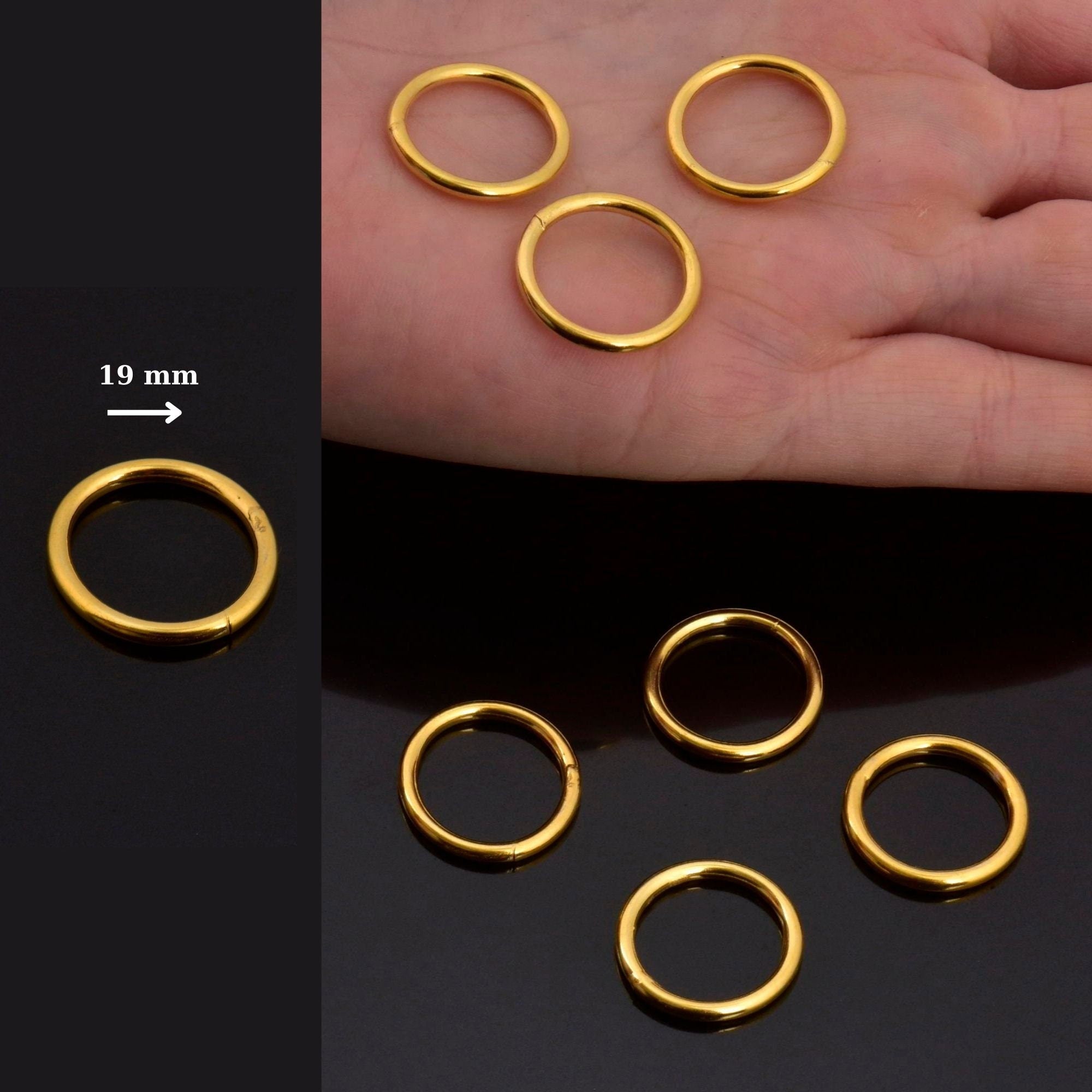 24K Gold Vermeil and 925 Sterling Silver CLOSED Jump Rings, High Quality HOLLOW Jump Rings, Jewelry Supplies, Findings, M/VM104A-D