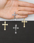 925 Sterling Silver and 24K Gold Vermeil Alpha & Omega, Holy Spirit, Agnus Dei Crucifix, Rosary Cross, Jewelry Making Supply, R4-RV4