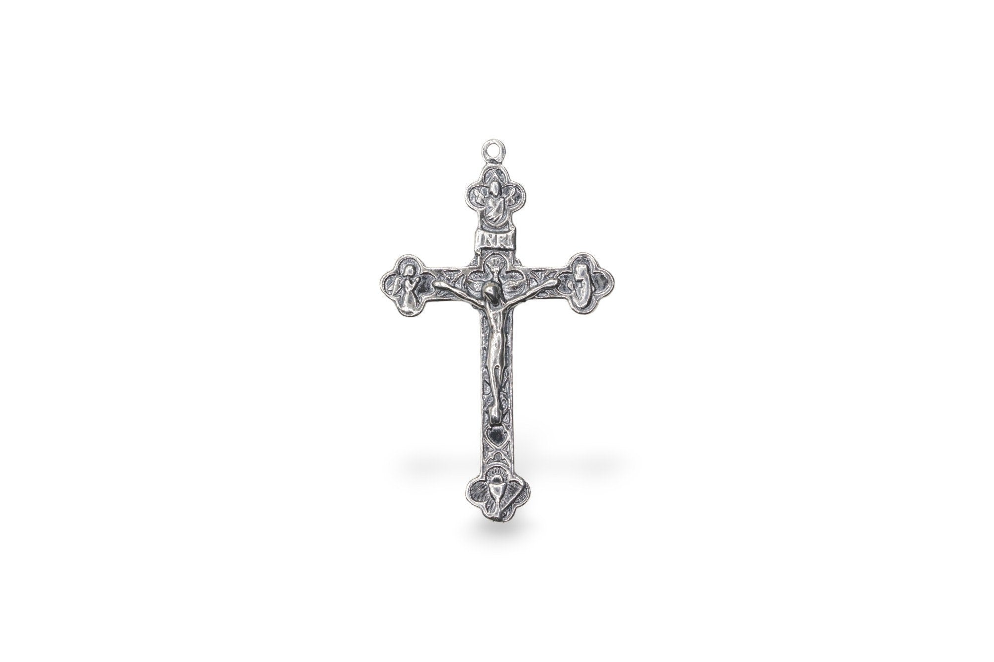 925 Sterling Silver & 24K Gold Vermeil Tertium Millenium Crucifix, Rosary cross, Jewelry Making Supply, R5-RV5