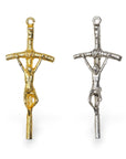925 Sterling Silver & 24K Gold Vermeil Small Sized Pope John Paul 2 Pendant Crucifix, Jewelry Making Supply, R9P-RV9P