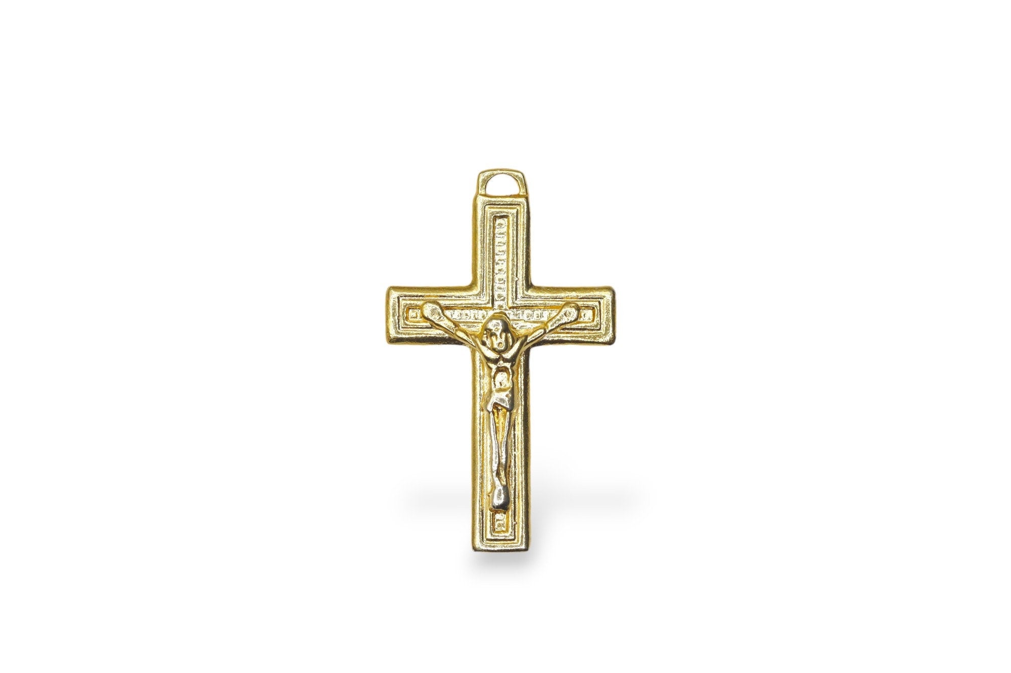 925 Sterling Silver & 24K Gold Vermeil Square, Plain, Classical, Crucifix, Pendant, Jewelry Making Supply, R10P-RV10P