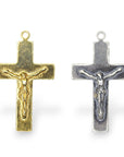 925 Sterling Silver & 24K Gold Vermeil Plain Sober, Striated Crucifix, Pendant, Jewelry Making Supply, R11P-RV11P