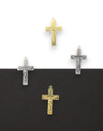 925 Sterling Silver & 24K Gold Vermeil Plain Sober, Striated Crucifix, Pendant, Jewelry Making Supply, R11P-RV11P
