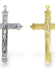 925 Sterling Silver & 24K Gold Vermeil Immaculate Conception Crucifix with Fleur de Lys, 2 sided Pendant, Jewelry Supply, R12P-RV12P