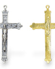 925 Sterling Silver & 24K Gold Vermeil Immaculate Conception Crucifix with Fleur de Lys, 2 sided Rosary Cross, Jewelry Supply, R12-RV12