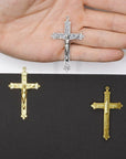 925 Sterling Silver & 24K Gold Vermeil Immaculate Conception Crucifix with Fleur de Lys, 2 sided Rosary Cross, Jewelry Supply, R12-RV12