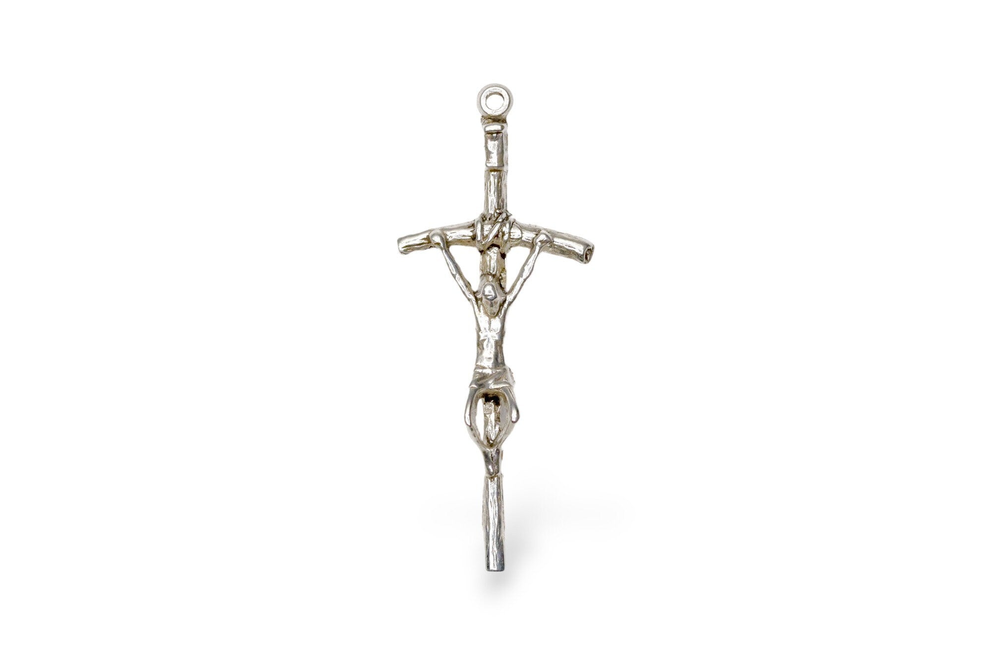 925 Sterling Silver & 24K Gold Vermeil Small Sized Pope John Paul 2 Rosary Crucifix, Jewelry Making Supply, R9b-RV9b