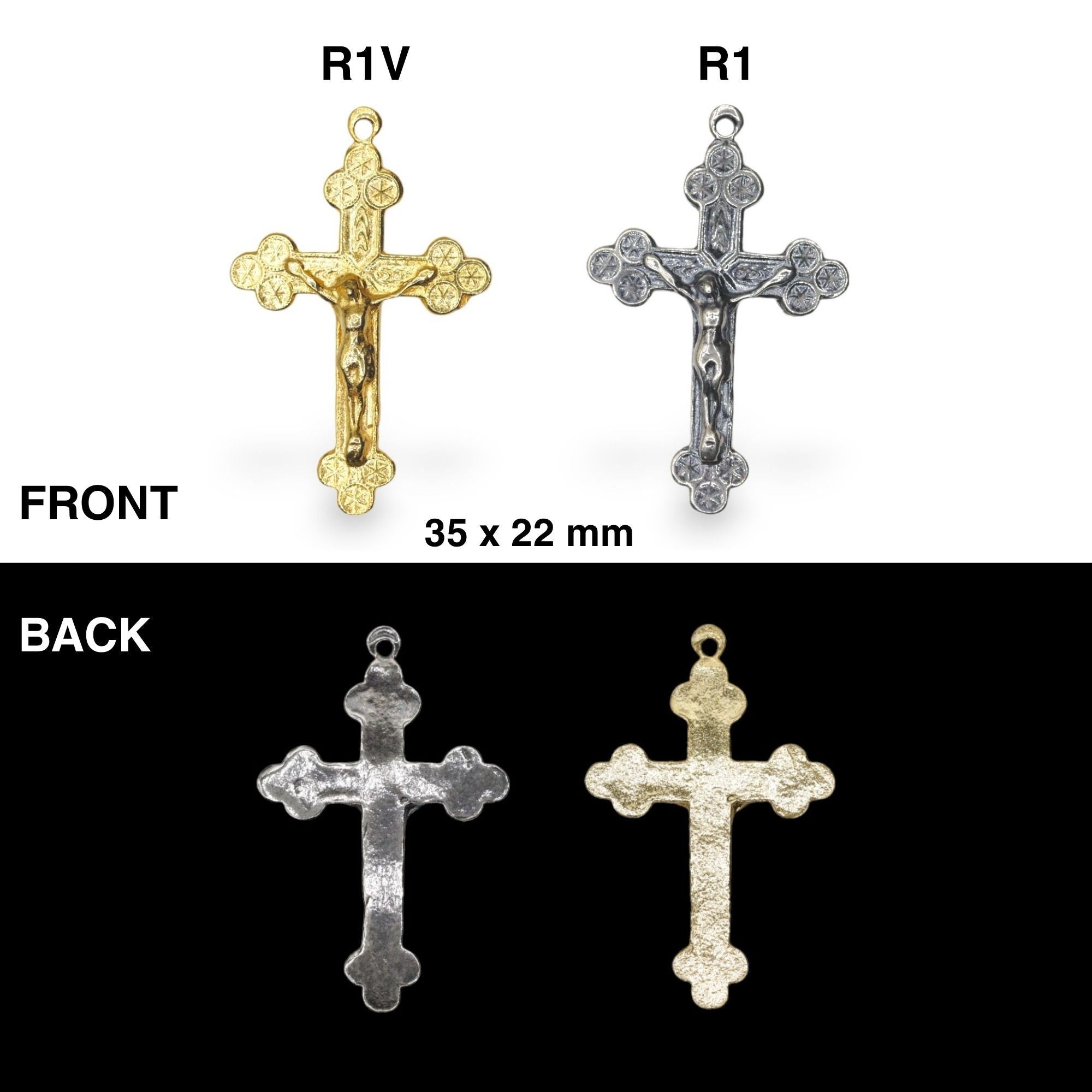 925 Sterling Silver & 24K Gold Vermeil Cross Pendant with Stars, Jewelry Making Supply, R1P-RV1P