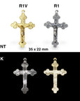 925 Sterling Silver & 24K Gold Vermeil Cross Pendant with Stars, Jewelry Making Supply, R1P-RV1P
