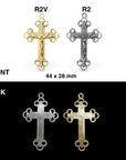 925 Sterling Silver & 24K Gold Vermeil Open Work Art Nouveau Crucifix, Cross Pendant, Jewelry Making Supply, R2P-RV2P