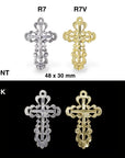 925 Sterling Silver & 24K Gold Vermeil Ornate, Open Work Greek Style Crucifix, Pendant, Jewelry Making Supply, R7P-RV7P