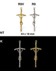 925 Sterling Silver & 24K Gold Vermeil Small Sized Pope John Paul 2 Pendant Crucifix, Jewelry Making Supply, R9P-RV9P