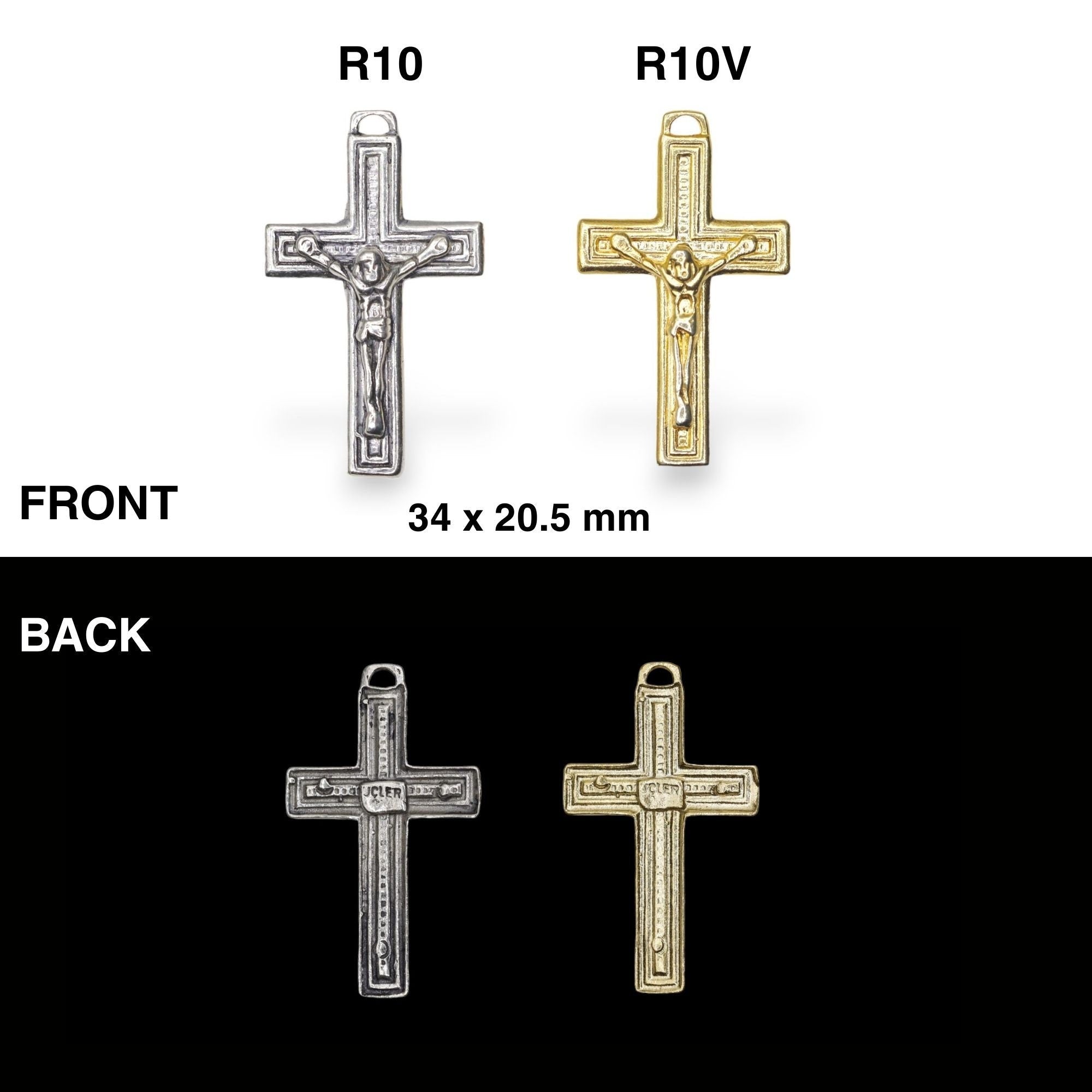 925 Sterling Silver & 24K Gold Vermeil Square, Plain, Classical, Crucifix, Pendant, Jewelry Making Supply, R10P-RV10P