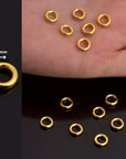 24K Gold Vermeil and 925 Sterling Silver CLOSED Jump Rings, High Quality HOLLOW Jump Rings, Jewelry Supplies, Findings, M/VM104A-D
