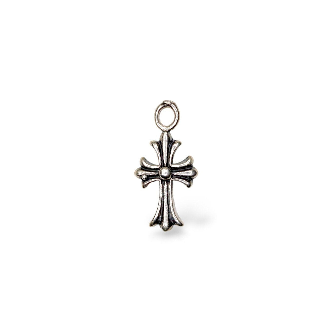 925 Sterling Silver & 24K Gold Vermeil Small Striated Cross Pendant, Crucifix Pendant, Jewelry Supply, R13-RV13