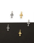 925 Sterling Silver & 24K Gold Vermeil Small Striated Cross Pendant, Crucifix Pendant, Jewelry Supply, R13-RV13