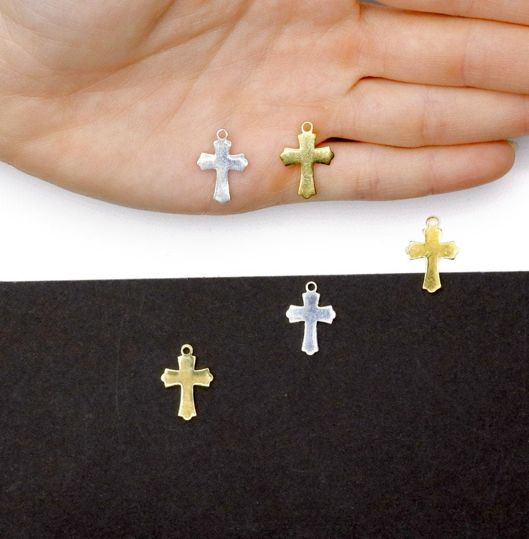 925 Sterling Silver & 24K Gold Vermeil Small and Plain Cross in Pendant, crucifix pendant, Jewelry Supply, R15P-RV15P
