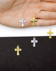 925 Sterling Silver & 24K Gold Vermeil Small and Plain Cross in Pendant, crucifix pendant, Jewelry Supply, R15P-RV15P