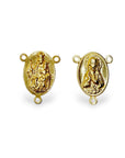 925 Sterling Silver & 24K Gold Vermeil Two Sided Rosary Center: Sacred Heart of Jesus And Apparition of Fatima, Jewelry Supply, R18-RV18
