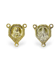 925 Sterling Silver & 24K Gold Vermeil Two sided Rosary Center: Sacred Heart of Jesus and Apparition of Fatima, Jewelry Supply, R19-RV19