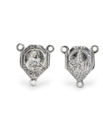 925 Sterling Silver & 24K Gold Vermeil Two sided Rosary Center: Sacred Heart of Jesus and Apparition of Fatima, Jewelry Supply, R19-RV19