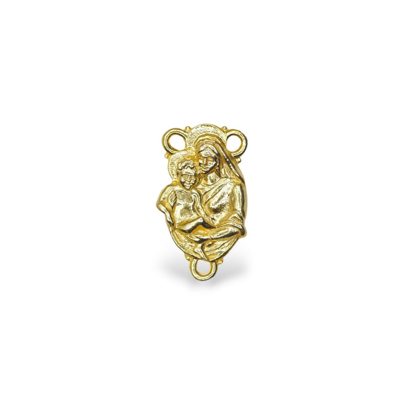 925 Sterling Silver & 24K Gold Vermeil Mary and Baby Jesus Rosary Center, R20-RV20